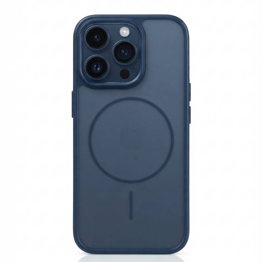 قاب محافظ مات طرح مگسیفدار آیفون سورمه ای(MagSafe Matte Case) IPHONE