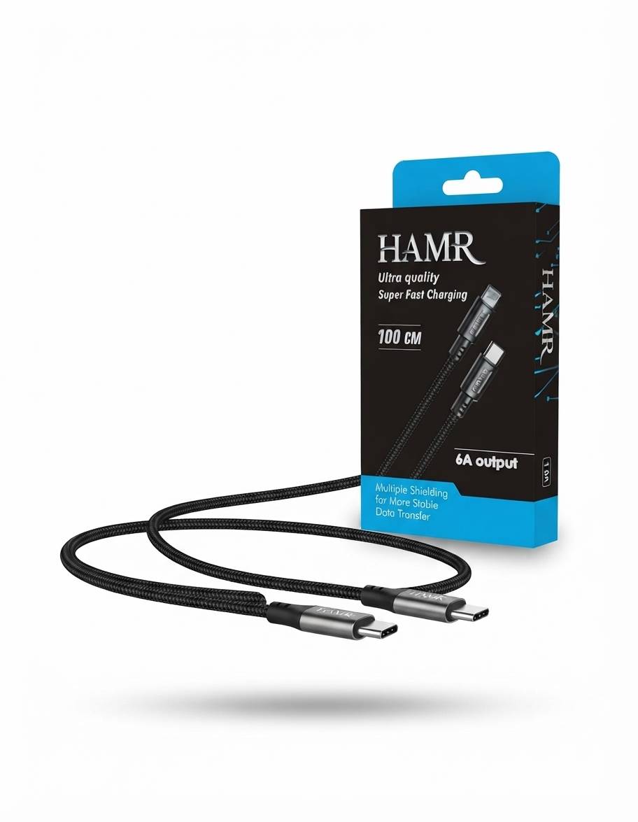 کابل شارژ و انتقال داده دو سر تایپسی (Type-C to Type-C) برند HAMR مدل HamrBZ طول 100 سانتیمتر (Super Fast Charging - 6